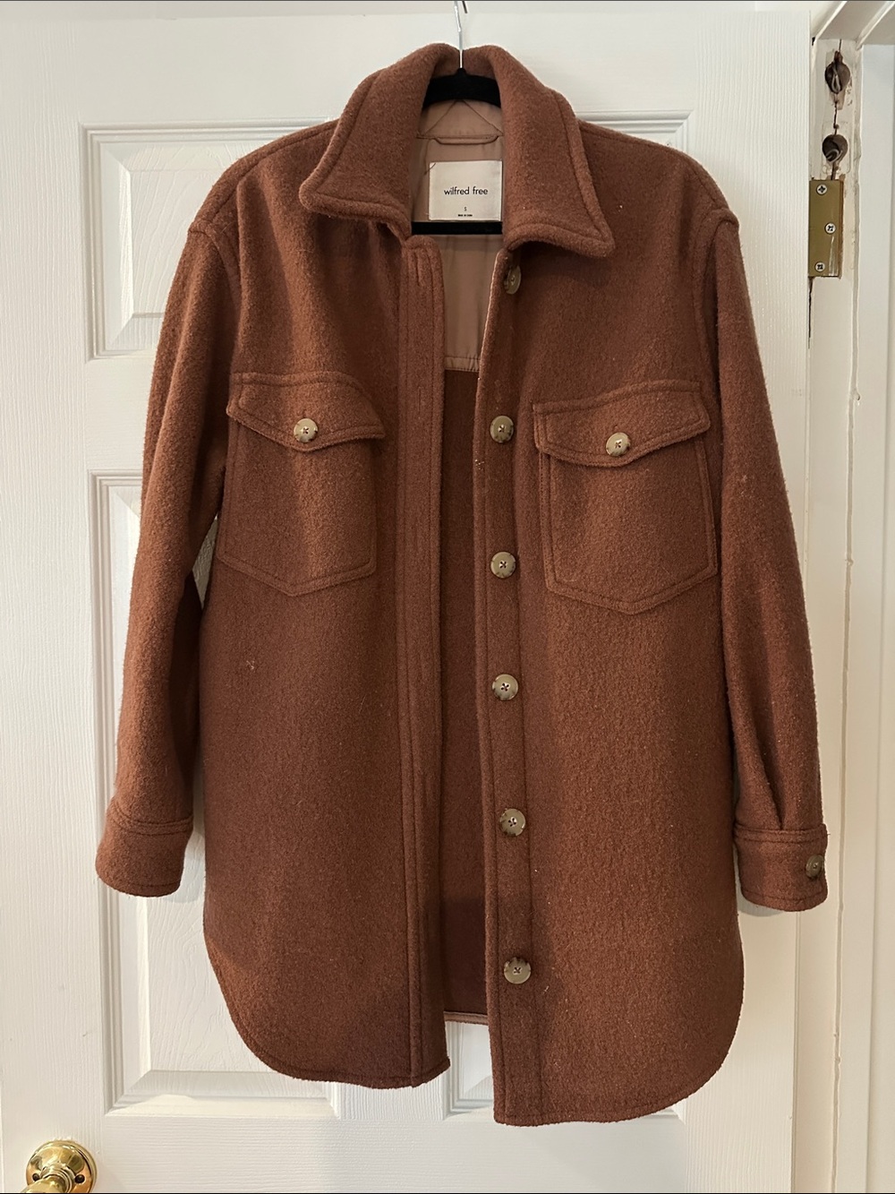 Artizia Wilfred Teddy Shacket Jacket in Chestnut Brown